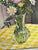 Modern 1984 Vintage Expressionist Floral Still Life Oil Painting in Distressed White Frame For Sale - Image 3 of 10