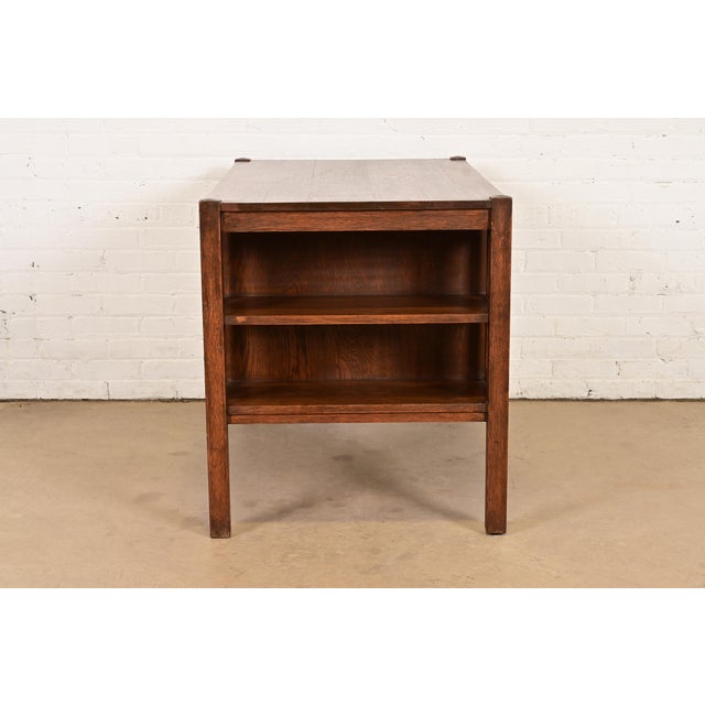 Stickley Brothers Style Antique Mission Oak Arts & Crafts Desk With Built-in Bookcases, Circa 1900 For Sale - Image 9 of 11