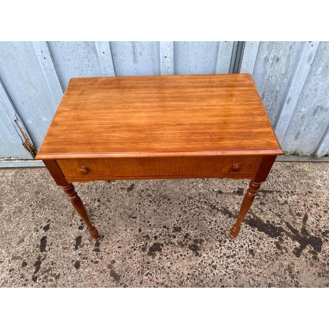 Early American Style Maple Single Drawer Work Side Table. Can be used as small desk Solid wood frame, dovetail joint...