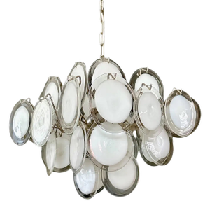 Vistosi Murano Clear & White Disc Chandelier