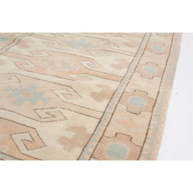 1960s Neutral Beige & Sage Green Hand-Knotted Rug For Sale - Image 4 of 10