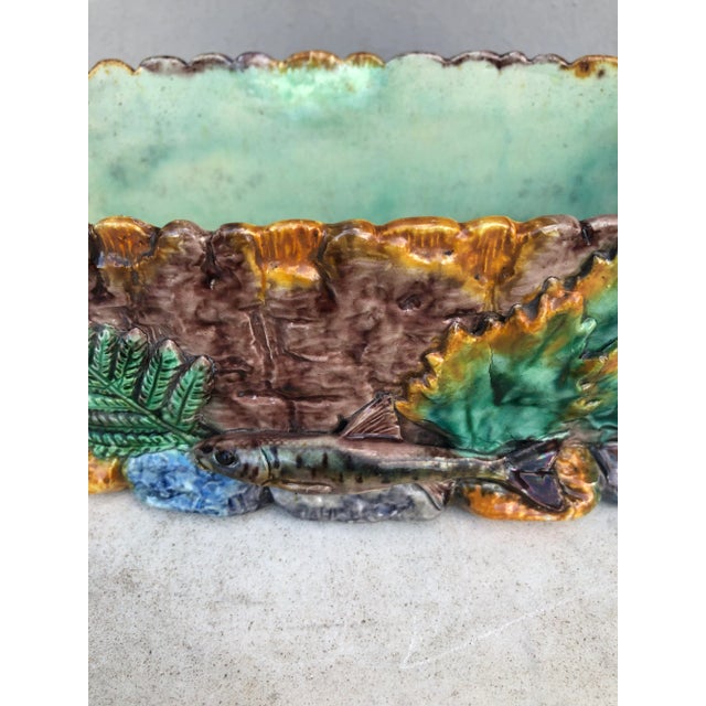 French Country 19th Century Majolica Palissy Jardiniere Thomas Sergent For Sale - Image 3 of 12