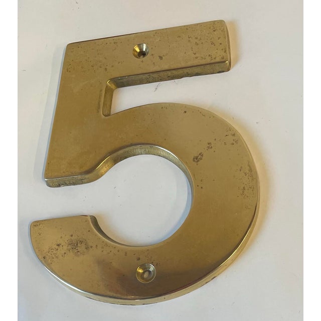 Vintage number five 5” brass house number