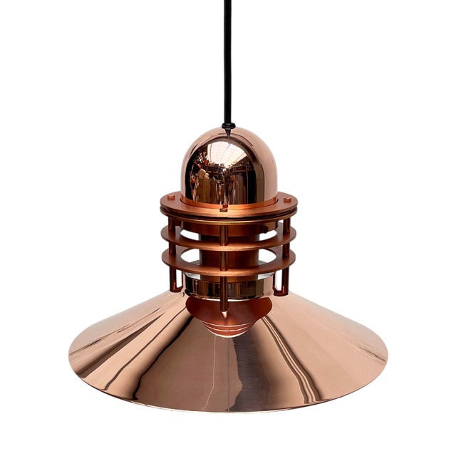 Vintage Danish Copper Nyhavn Pendant Lamp by Alfred Homann and Ole V. Kjær for Louis Poulsen, 1980s For Sale