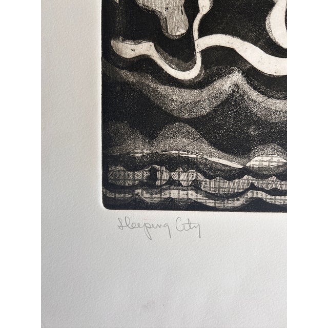 Annette Robyns Signed Original Etching 1960s Vintage Modernist Art For Sale - Image 4 of 4