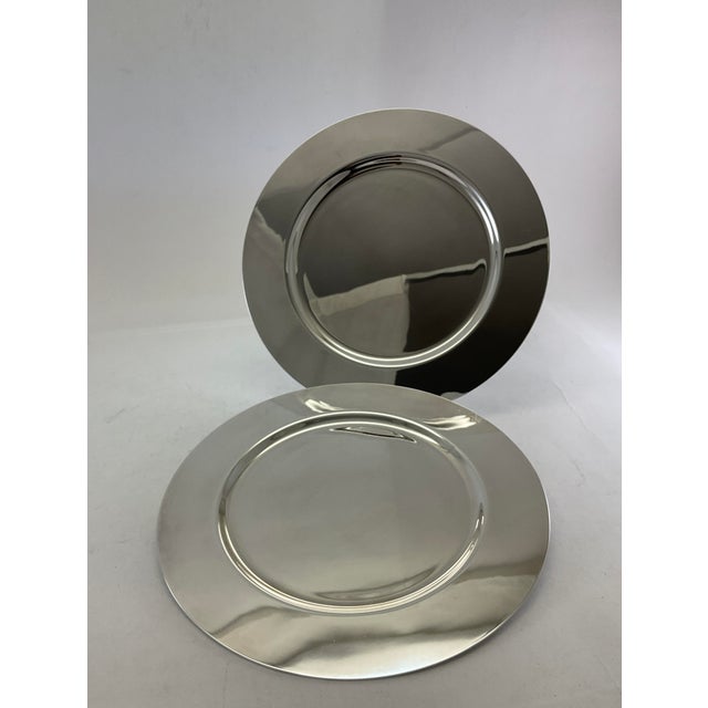 1980s A Pair Silver Round Platters Plain, 12 In. For Sale - Image 9 of 10