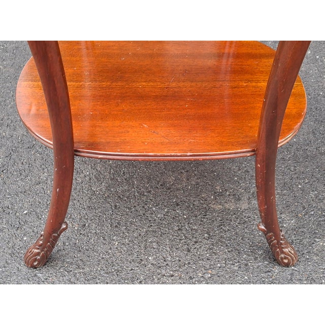 Pair Late 19th Century Victorian Regency Style Carved Mahogany and Tooled Leather Inset Side Tables For Sale - Image 14 of 16