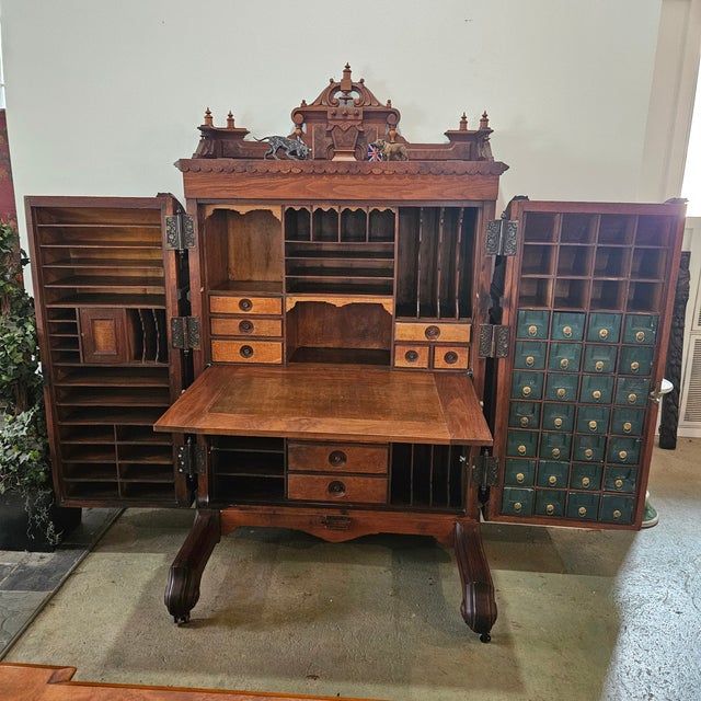 Late 19th Century Striking Victorian Wooten Walnut Standard Grade Desk For Sale - Image 11 of 12