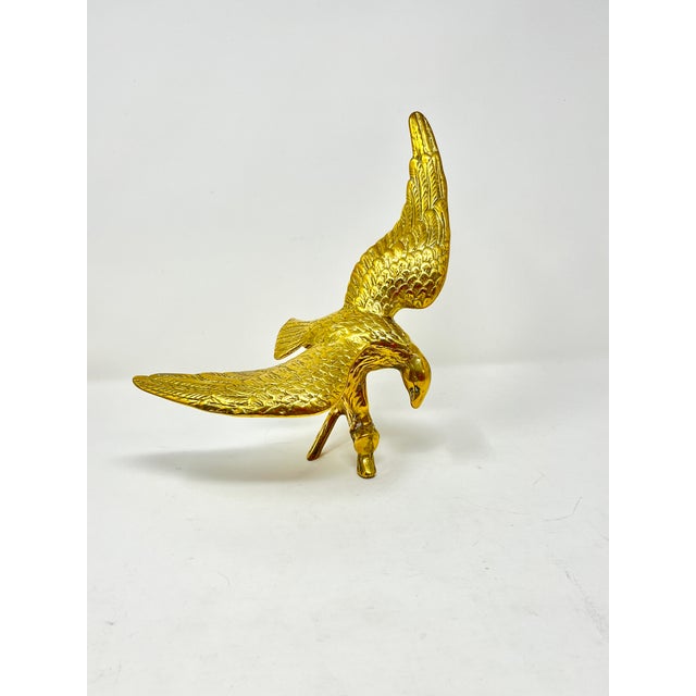 Mid-Century Solid Brass Tabletop Bald Eagle Sculpture | Chairish
