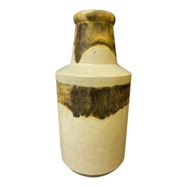 1960s Mid-Century Modern Alvino Bagni for Raymor Earthtone Drip Glaze Ceramic Vase - 10 For Sale