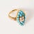 Victorian Vintage 18k Rose Gold Turquoise and Pearl Navette Ring, Size 8 For Sale - Image 3 of 6