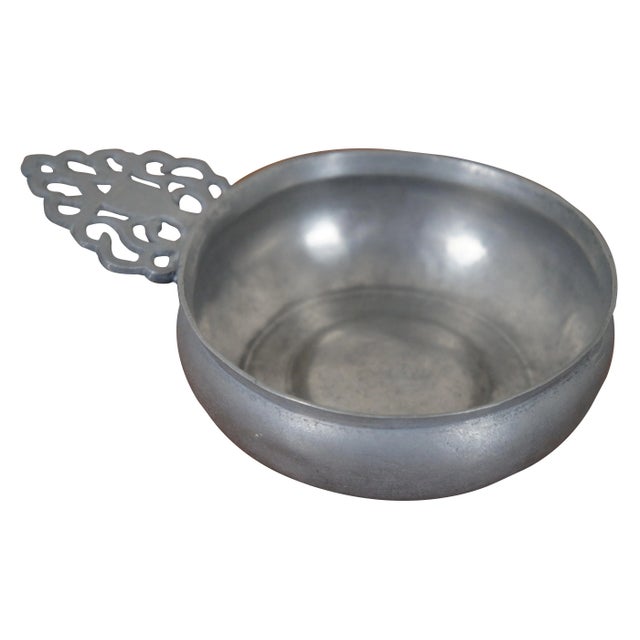 English Antique 18th Century English Pewter Porringer Cup Bowl Porridge Dish For Sale - Image 3 of 13