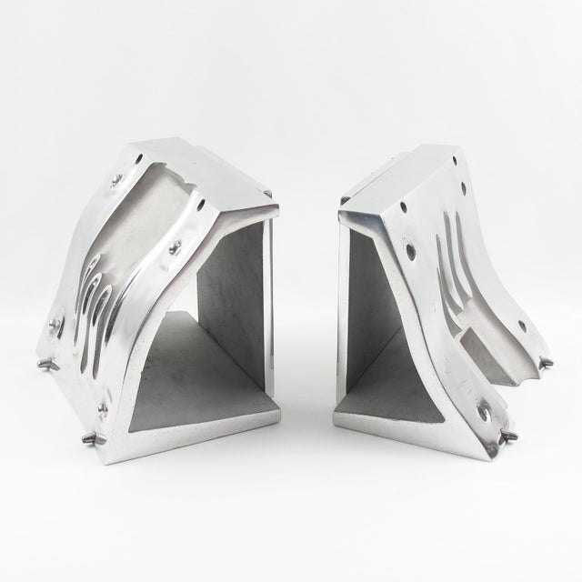 Mid-Century Modern Important Industrial Metal Mold Sculpture Bookends, a pair For Sale - Image 3 of 9