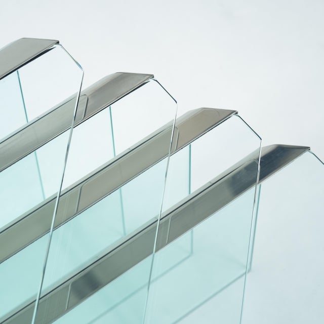 Corner Trangle Nesting Tables in Glass Chrome by Pierangelo Gallotti for Galotti & Radice, 1970s, Set of 4 For Sale - Image 4 of 18