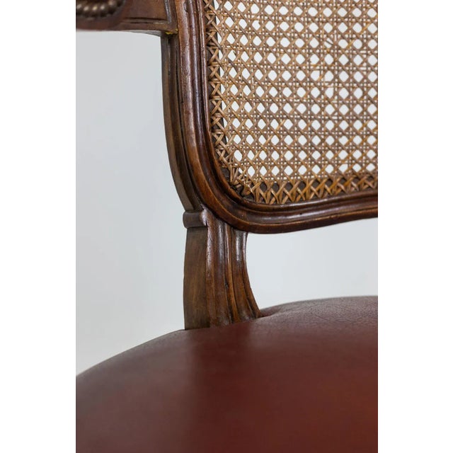 Set of Cabriolet Armchairs in Walnut and Canework For Sale - Image 9 of 12