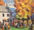 Original 1946 serigraph (silk-screen) print "Vermont Auction" by Harry Shokler depicting an outdoor autumn auction in...