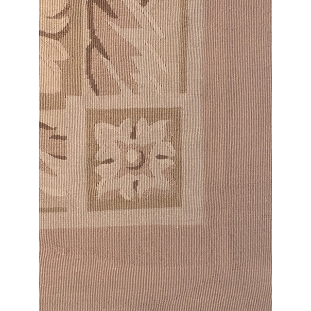20th Century French Pink Purple White Floreal Central Medallion Aubusson Rug, 1920s For Sale - Image 16 of 17