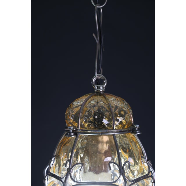 Italian 1970s Orange Colour Venetian Lantern Attributed to Seguso Murano Glass For Sale - Image 3 of 15