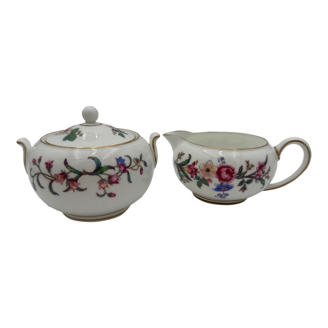 1950s Cream and Sugar by Wedgwood in Devon Sprays Bone China For Sale