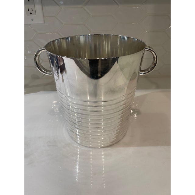 1940s Art Deco Christofle Silver Plated and Mahogany Champagne Stand With Matching Bucket For Sale - Image 11 of 15