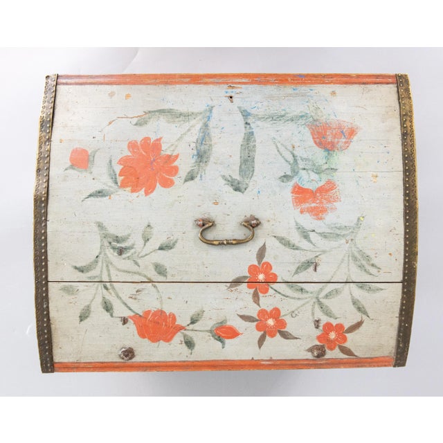 Blue 19th Century Swedish Folk Art Painted Marriage Trunk Bride's Box For Sale - Image 8 of 13