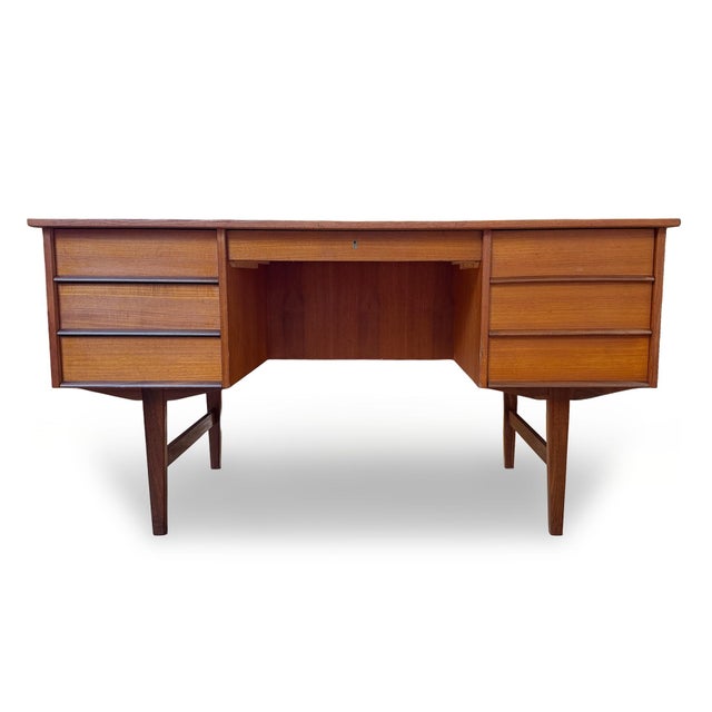 1960s 1960s Danish Modern Teak Executive Desk For Sale - Image 5 of 13