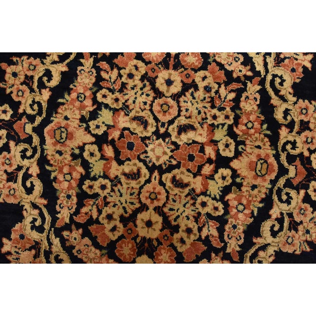 Blue Sarouk Rug 9′ X 11’9” Blue Wool Semi-Antique Traditional Hand-Knotted Carpet For Sale - Image 8 of 15
