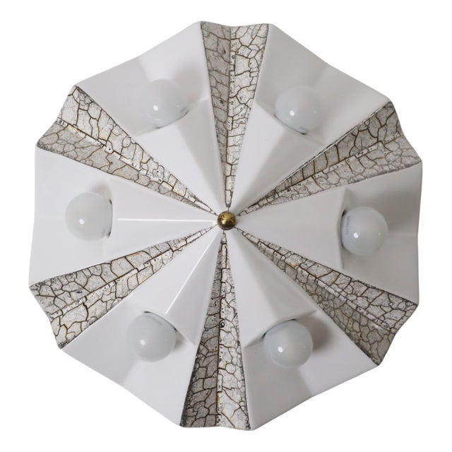 Star Wall Lamp in White and Gold Ceramic from Pan Keramik, Germany, 1970s For Sale