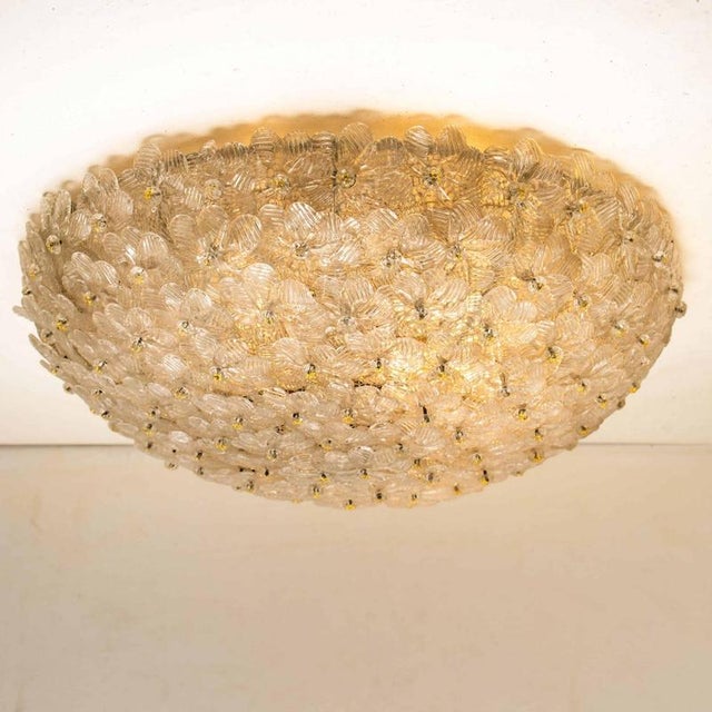 Gold Large Flower Flush Mount in the style of Barovier & Toso, 2000 For Sale - Image 8 of 13