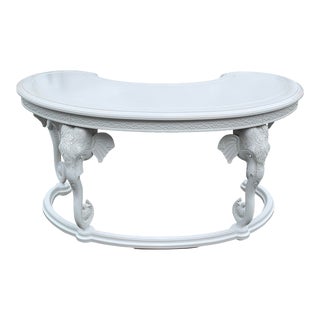 1970s Vintage Restored Hollywood Regency Figural Elephant Desk Vanity For Sale