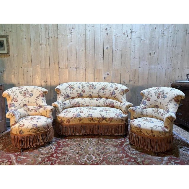 Napoleon III Toadstool Salon with Floral Motifs, Set of 3 For Sale - Image 11 of 11