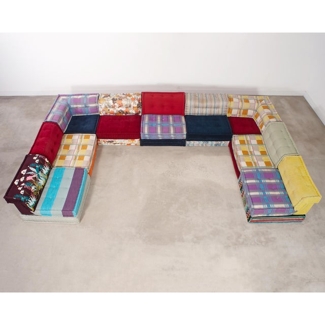 Iconic large Roche Bobois Mah Jong modular 27 piece sectional sofa designed in the mid 20th century by Hans Hopfer (German...