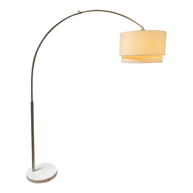Crate & Barrel Meryl Arc Nickel Floor Lamp For Sale