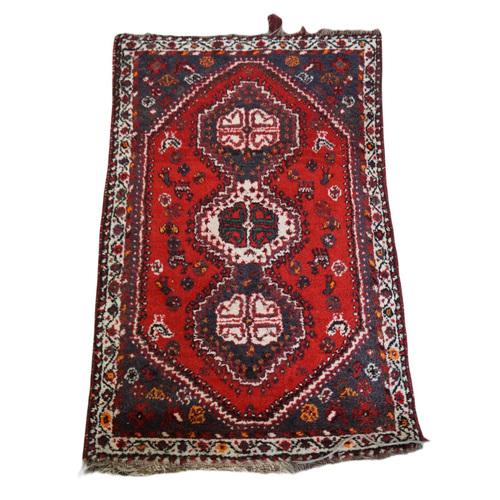 Textile Vintage Oriental Rug in Red For Sale - Image 7 of 7