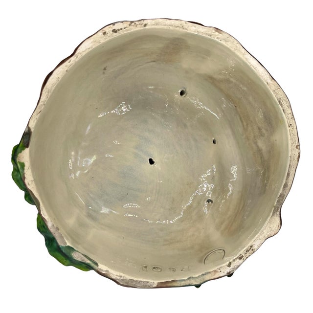 Hugo Lonitz Majolica Table Jardinière Stand With Partridges, Oak Tree, Ca. 1880 For Sale - Image 11 of 13