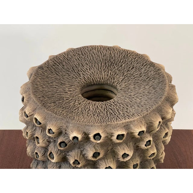 American Rob Sieminski (American, b.1953) Large Hand Built Pottery Nail Encrusted Vessel For Sale - Image 3 of 7