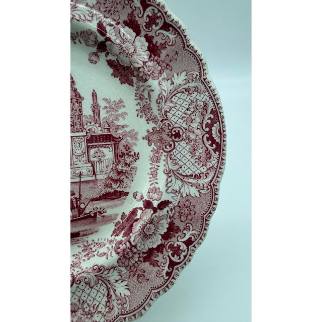 A Very Rare Pair of Antique Red Transferware "Pennsylvania" Pattern Luncheon Plates, Circa 1830's For Sale - Image 11 of 12