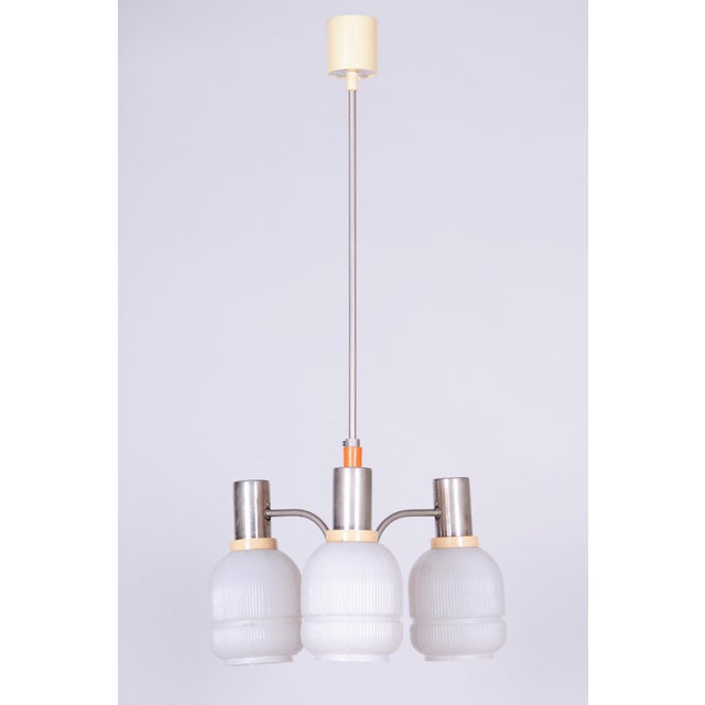 Mid-Century Modern Mid-Century Chandelier in Chromed Steel and Glass from Drukov, Czech, 1970s For Sale - Image 3 of 12
