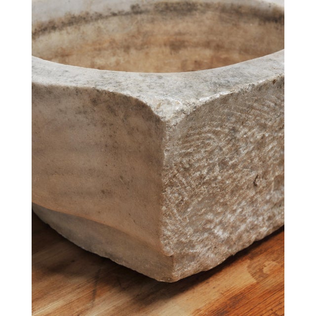 Large 19th Century European Carved Carrara Marble Mortar Basin For Sale - Image 12 of 18