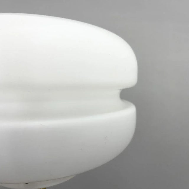 Metal Milk Glass Brass Table Lamp attributed to Napako, 1970s For Sale - Image 7 of 11