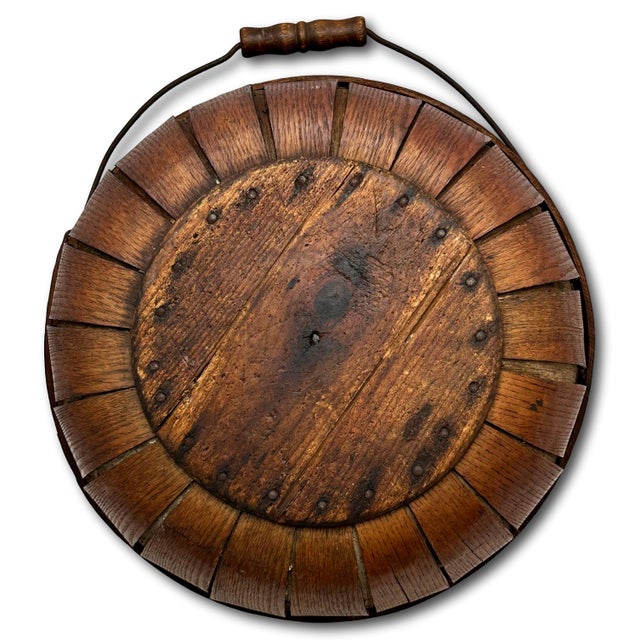 Great Antique American Hand Made Steam Bent Oak Maine Apple Farm Gathering Basket With Excellent Patina For Sale - Image 11 of 18