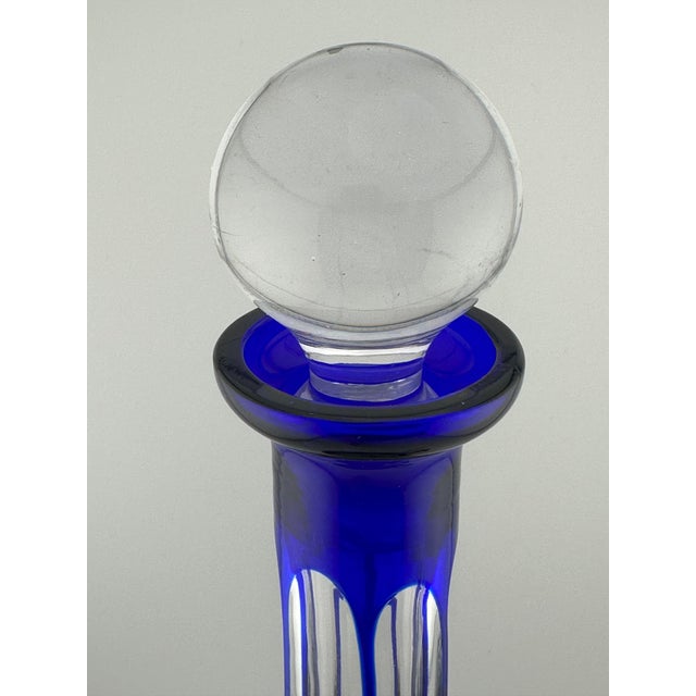 Vintage German Cobalt Blue Crystal Wine Decanter – Heavy Lead Crystal – 28 Oz For Sale - Image 14 of 15