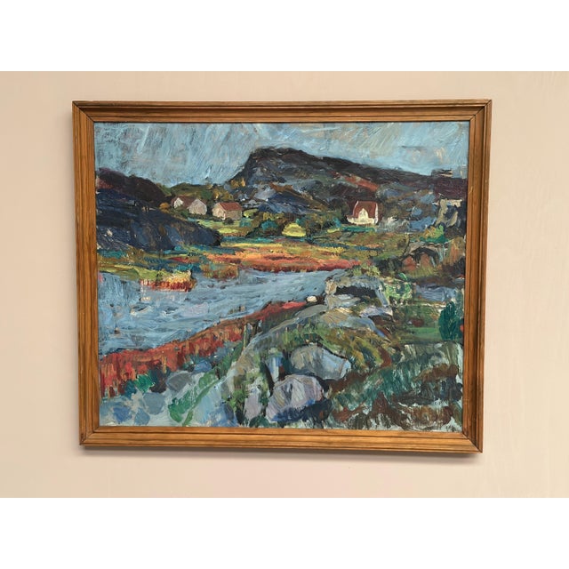 Original Mid Century Swedish Oil on Canvas – “Serene Landscape” by Karl Otto Kellgren – Vintage & Framed 72 × 61 cm (28.3"...
