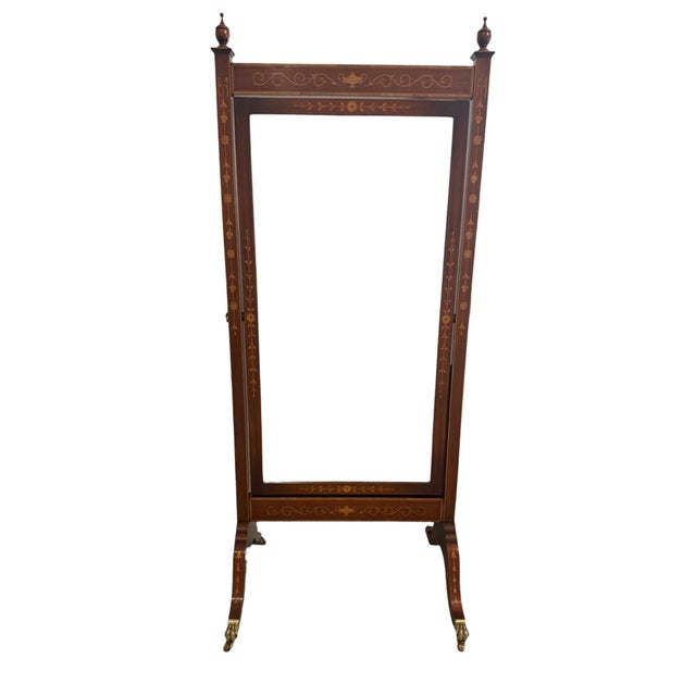 Neoclassical English Regency Inlaid Dressing Mirror For Sale - Image 3 of 10