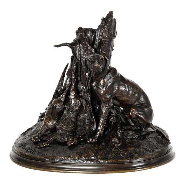 French 19th Century Bronze Sculpture “Gardant Du Gibier” by Pierre-Jules Mêne For Sale