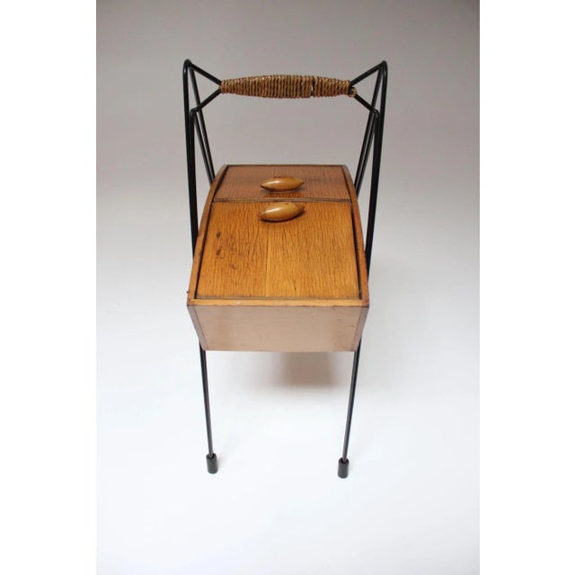 Petite Mid-Century Italian Maple and Metal Sewing Box For Sale - Image 4 of 12
