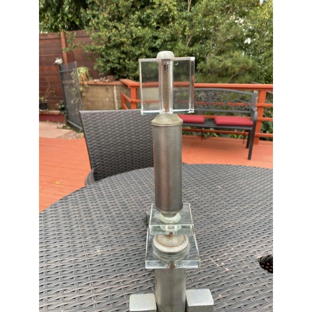 1930s 1930s Hollywood Regency Crystal & Chrome "H" Fireplace Andirons- a Pair For Sale - Image 5 of 7