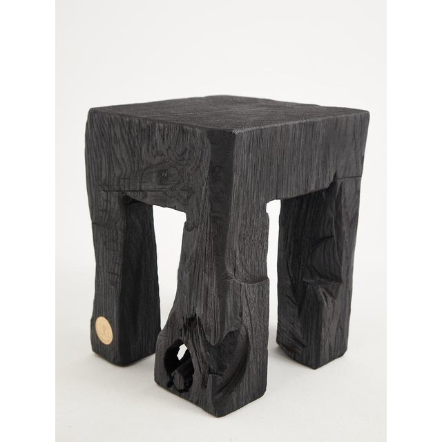 Gold Rustic Sculptural Side Table by Logniture For Sale - Image 8 of 16