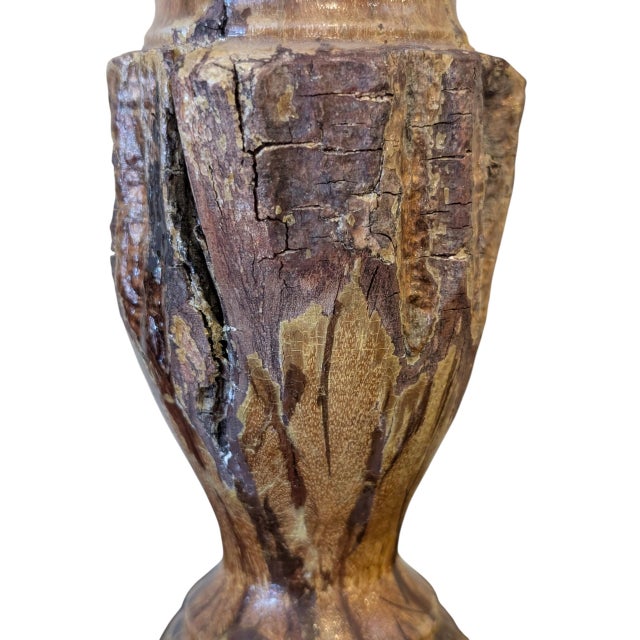 Vintage Hand-Carved Wabi-Sabi Chrysanthemum Wood Vase For Sale In Reno/Lake Tahoe - Image 6 of 11