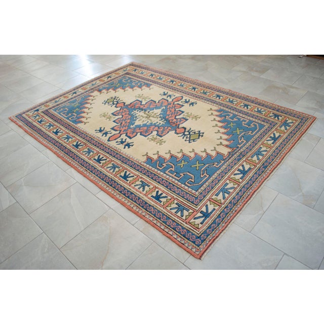 1980s Vintage Turkish Rug Hand Knotted Wool Area Rug - 6' X 8'4" For Sale - Image 4 of 14